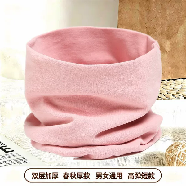 Basic unisex neck warmer for spring and autumn, solid color, double-layered, thickened, straight-cut, high-elasticity ribbed neck gaiter, versatile neck protector