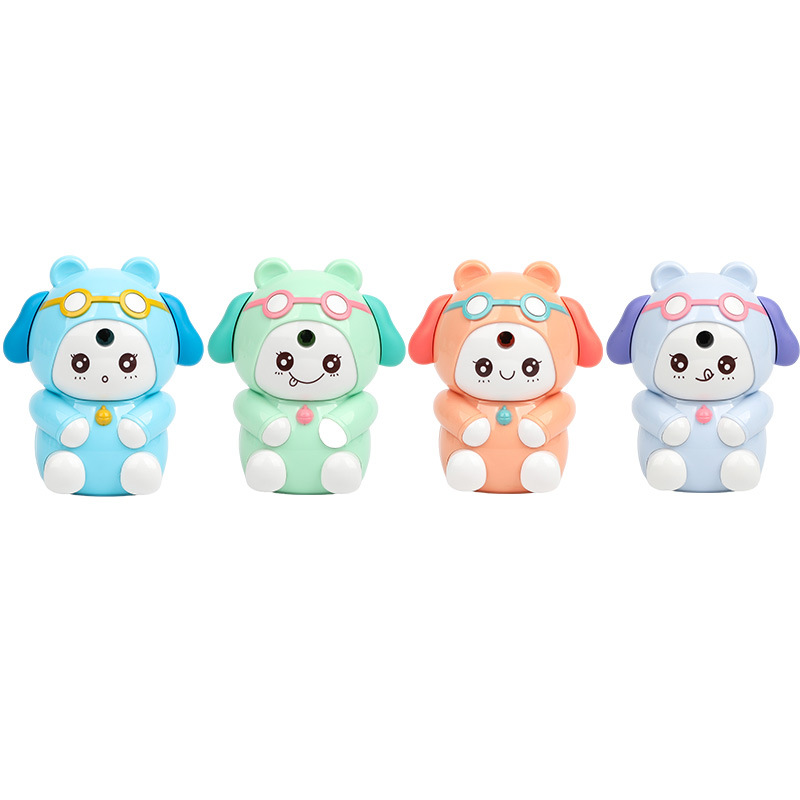 7837 Sacapuntas de lápiz de perro de la suerte Sacapuntas de pluma automática estudiante de escuela primaria aprendizaje papelería forma de dibujos animados sacapuntas