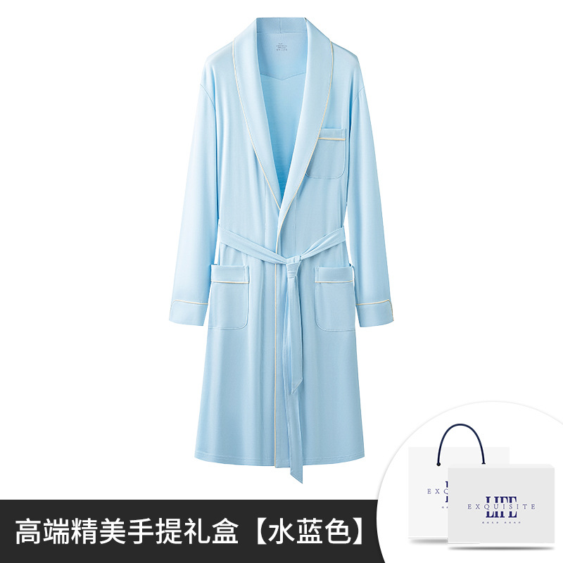 Procesamiento personalizado modal de primavera y otoño, bata de baño larga para mujer, bata de baño delgada, bata de la mañana, bata de la casa en stock