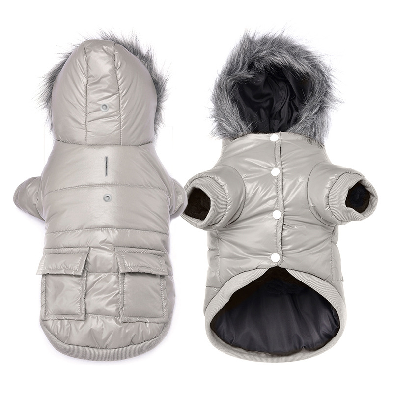 Ropa para mascotas ropa de invierno al por mayor ropa para perros otoño e invierno nuevo abajo chaqueta cachorro a prueba viento con capucha aislamiento frío