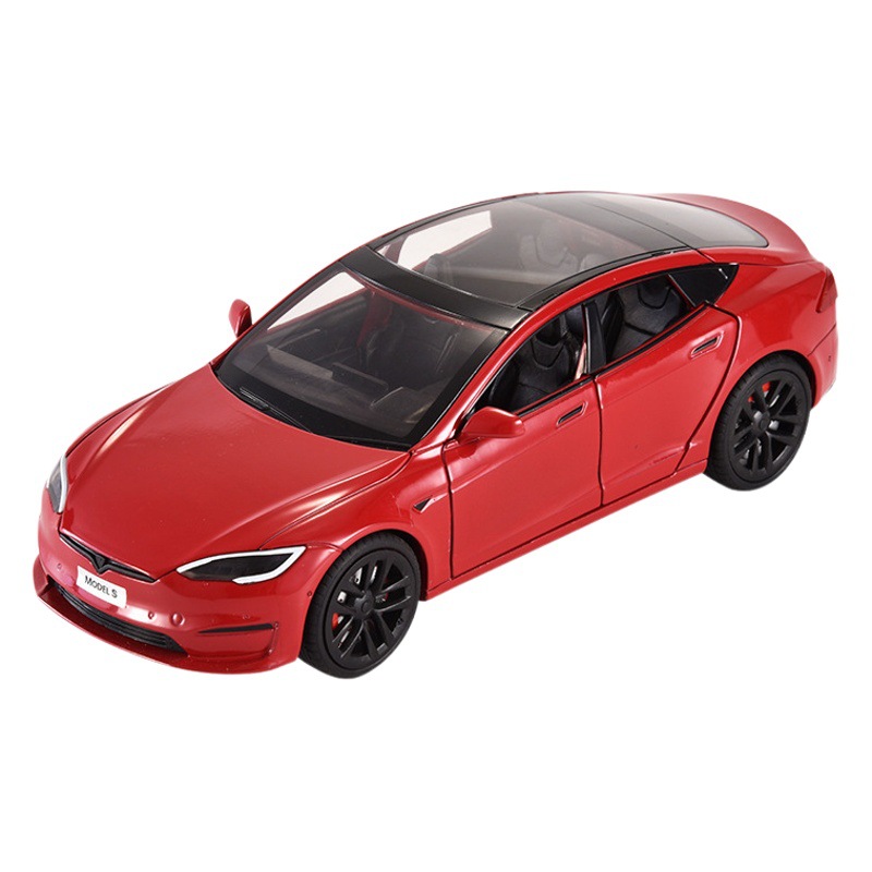 XLG modelo de coche de aleación 1:24 tesila modelo S Tire hacia atrás iluminación efecto de sonido juguete modelo de coche decoración colección