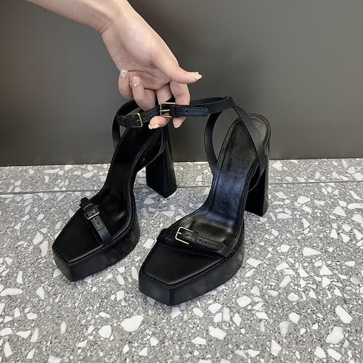 Trendy Outdoor Sandals with Thick Soles, 2026 New Fashion Waterproof Platform High Heels, Single Strap Chunky Heel Women's Summer Korean Style Trendy Outdoor Sandals with Thick Soles, 2026 New Fashion Waterproof Platform High Heels, Single Strap Chunky Heel Women's Summer Korean Style