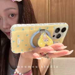 黄底蓝星星哭娃磁吸支架适用iPhone16promax苹果15手机壳14新款13