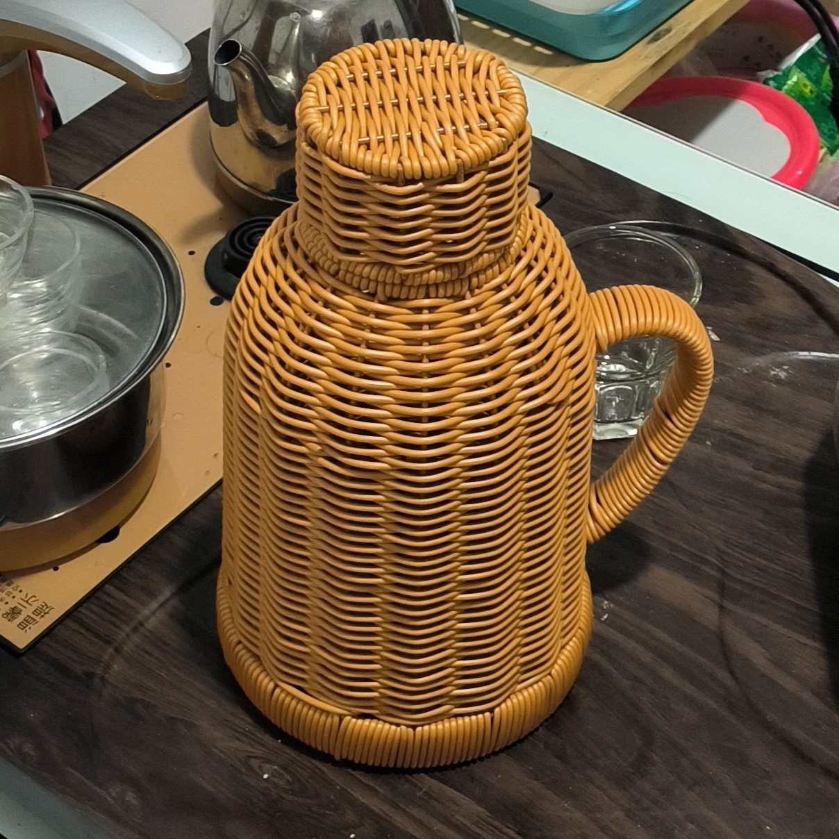 Чайник для дома термос, термокрышка, стекло, вкладыш, чайник, handmade
