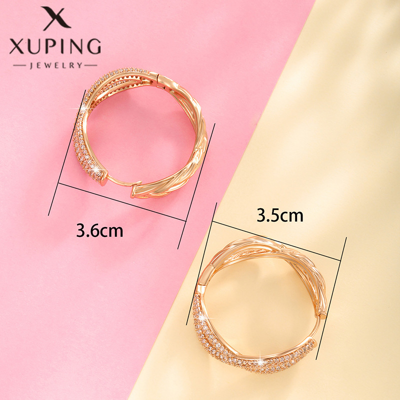 Pendientes de Cruz con Piedras Preciosas Artificiales de Xuping Jewelry, Diseño Europeo y Americano, Moderno y Elegante, Pendientes en Forma de 8 para Mujer