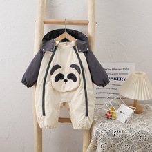 婴儿衣服秋冬季男女宝宝连体衣夹棉深秋哈衣冲锋衣婴幼儿外出爬服