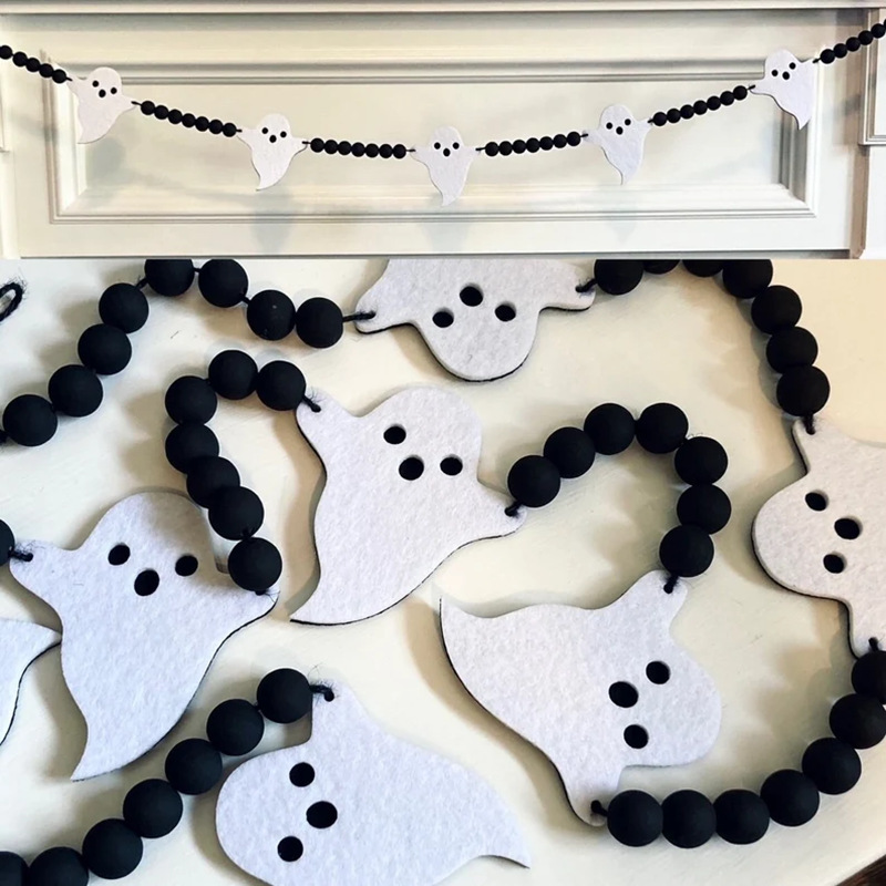 New Halloween Ghost Wooden Bead Atmosphere Hanging Home Wall Decoration Pendant_voghion.com