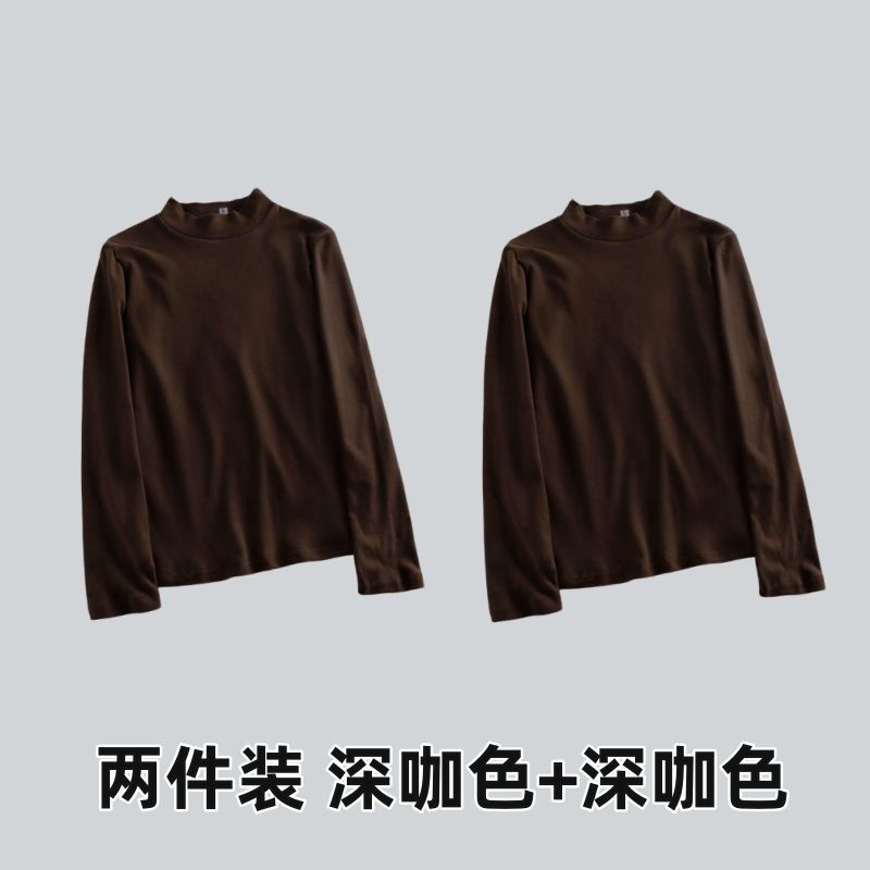 德绒半高领打底衫女内搭秋冬2025新款长袖t恤显瘦保暖上衣服外穿|undefined