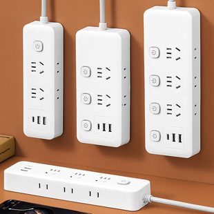 New National Standard Small White Household Socket Long-Line USB Power Strip with Switch Multifunctional Multi-Hole Extension Cord