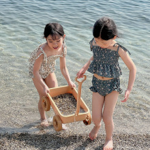 夏季新款儿童吊带分体泳衣可爱女童韩版碎花泳衣休闲沙滩度假泳装