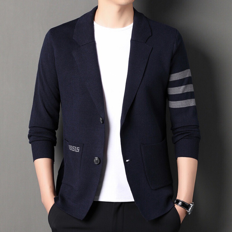 Men's knitwear suit sweater coat autumn Korean fashion Men's slim striped casual cardigan small suit