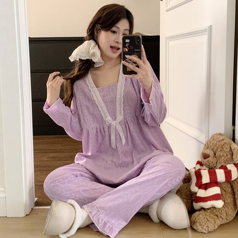 New Style Zippered Jacquard Spring and Summer Cotton Maternity Pajamas, Postpartum Nursing Loungewear Set New Style Zippered Jacquard Spring and Summer Cotton Maternity Pajamas, Postpartum Nursing Loungewear Set