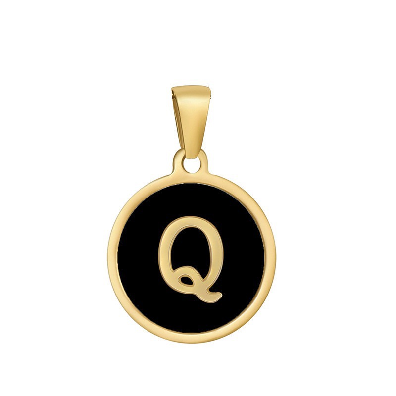 4g Weight Pendant Jewelry Making Type 16mm Jewelry Making Size DIY Jewelry Accessories Classification 1 Piece Quantity 304 Stainless Steel Material Letter, Word Pattern Classic Style Style Enamel, Plating Craft Black Color 1 Piece 16mm 304 Stainless Steel Letter Word Pendant DIY Jewelry Accessories 17