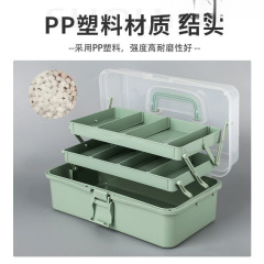 三层加厚美术工具箱收纳盒医药箱饰品盒插片可活动大空间隔层折叠