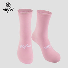 YKYW跨境男女纯色时尚微压运动袜骑行袜跑步骑行中筒袜子吸汗透气