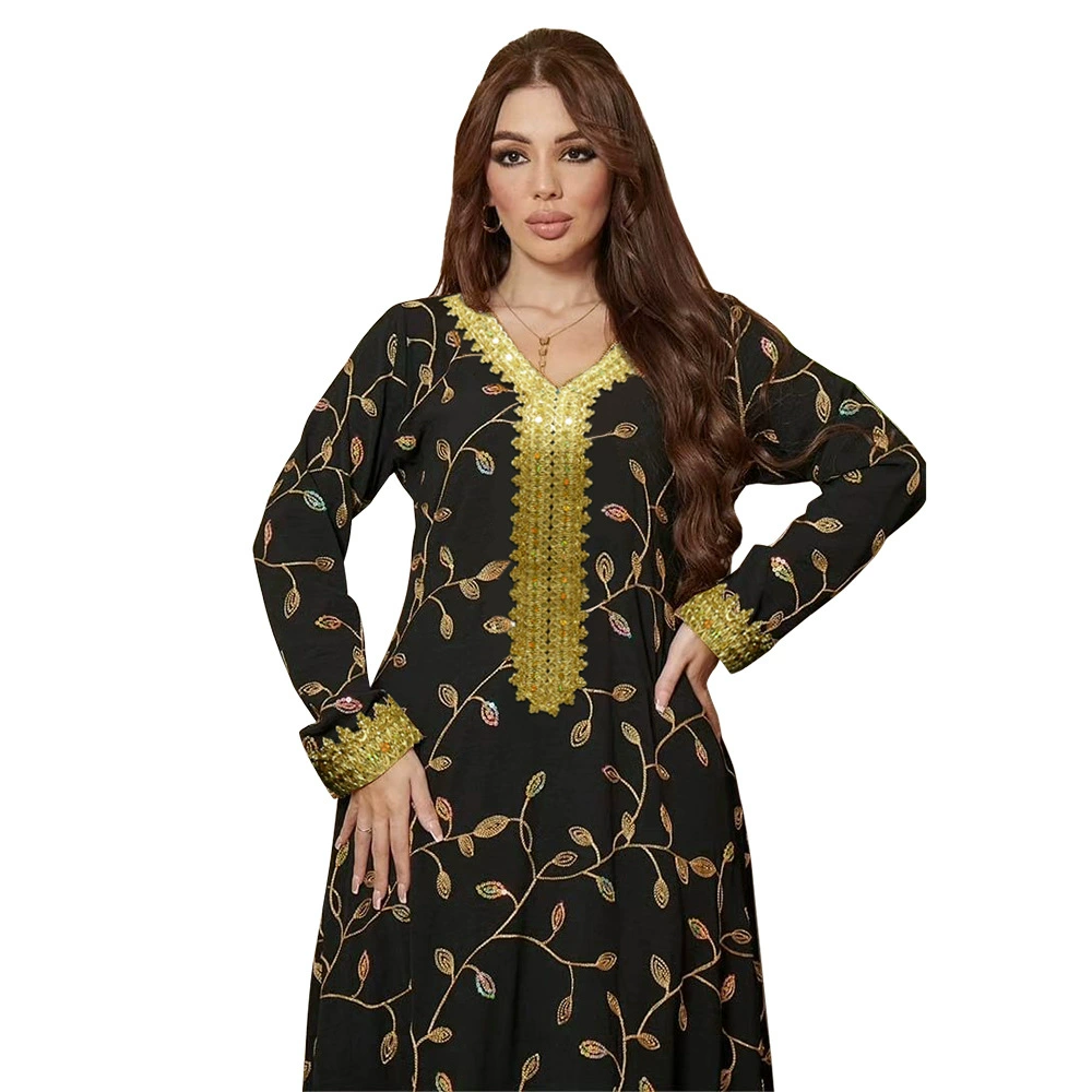 XQY500188 Middle East Saudi Arabia clothing Arabic fashion beads embroidered golden lace embroidered robe