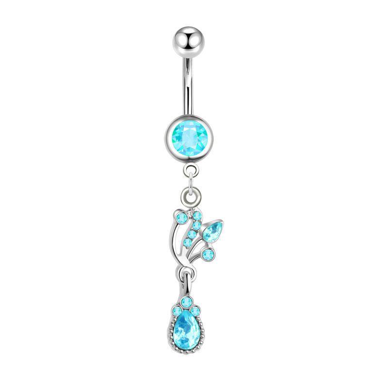 14G Navel Ring Blue Glow Star Dangle Belly Button Piercing Jewelry Stainless Steel detail image 4