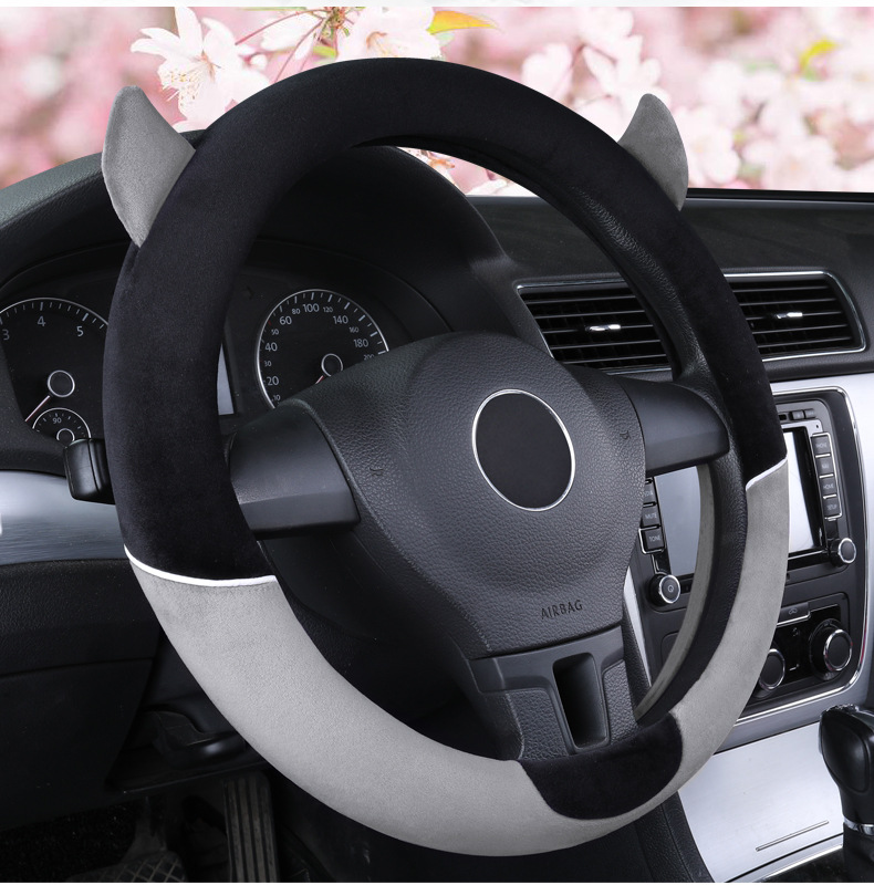 New Cartoon Little Devil Car Steering Wheel Cover Men's and Women's Cute Short Plush Fashion Car Handicap Cover Autumn and Winter