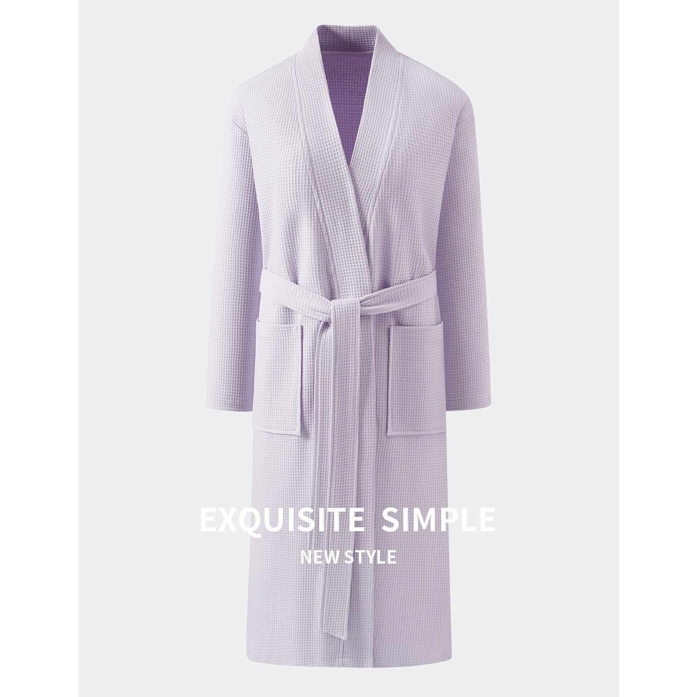 2025 Autumn New Cross-Border Popular Pure Cotton Waffle Jacquard Double-Sided Bathrobe Women's Adult Nightgown Home Clothes