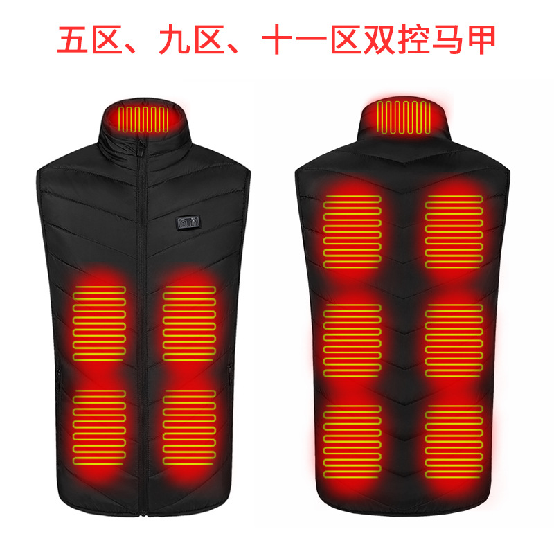 Transfronterizo Doble zona de control 5 Distrito 9 Distrito 11 distrito calefacción chaleco invierno de mediana edad y ancianos inteligente temperatura constante chaleco eléctrico al por mayor