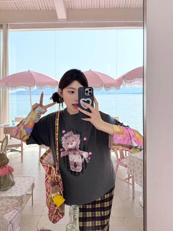Aubrwn* ベア Tシャツ 深セン南友スポット 25 新作プリント半袖トップス 男女兼用|undefined