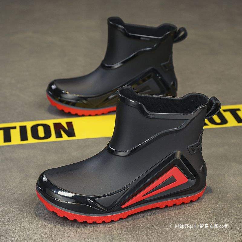 Fashionable Children's Rain Boots for Spring and Autumn, Suitable for Students, Short Tube, with Added Cotton for Warmth, Non-Slip and Waterproof Shoes for Boys and Girls