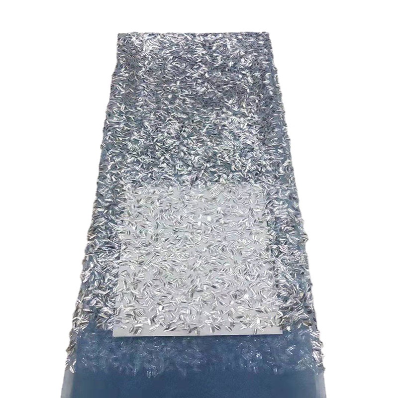 Lentejuelas de alta gama bordado de encaje diamante semilla de melón malla suave ropa de moda vestido de novia tela de tela JX4275