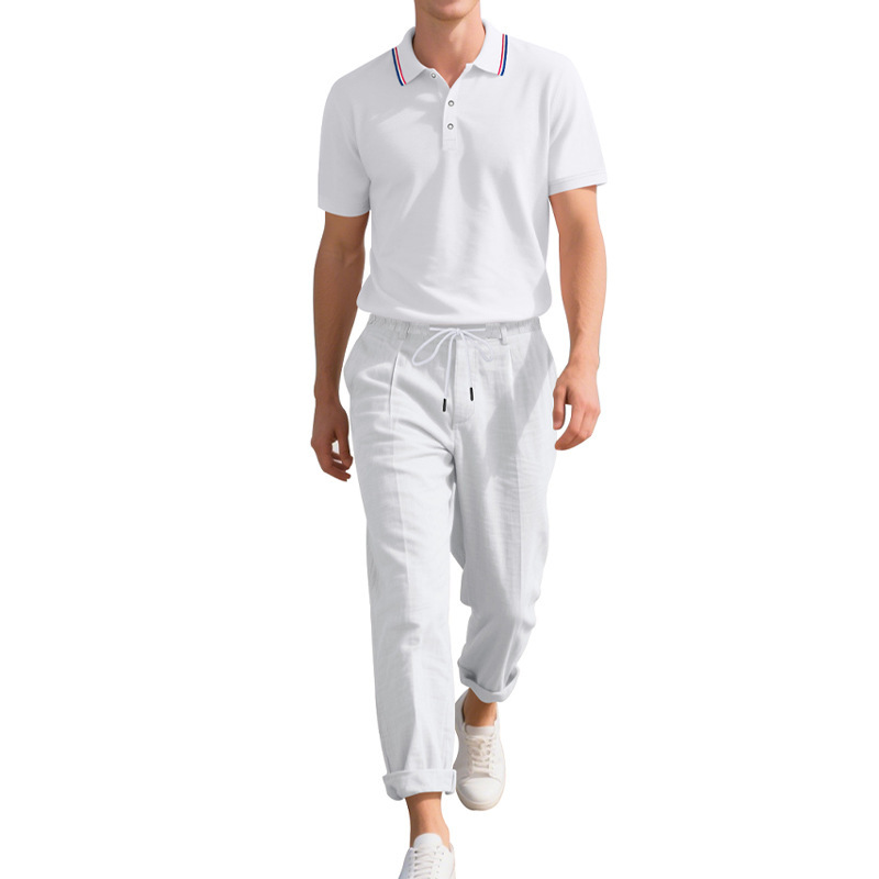 Men's Clothing Men's Business Casual Suit Summer Simple Shirt Short Sleeved Linen Trousers For Formal & Casual_viptrois.com