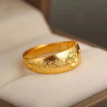 金色牡丹花戒指女送妈妈送长辈首饰中国风气质奢华花朵开口戒指
