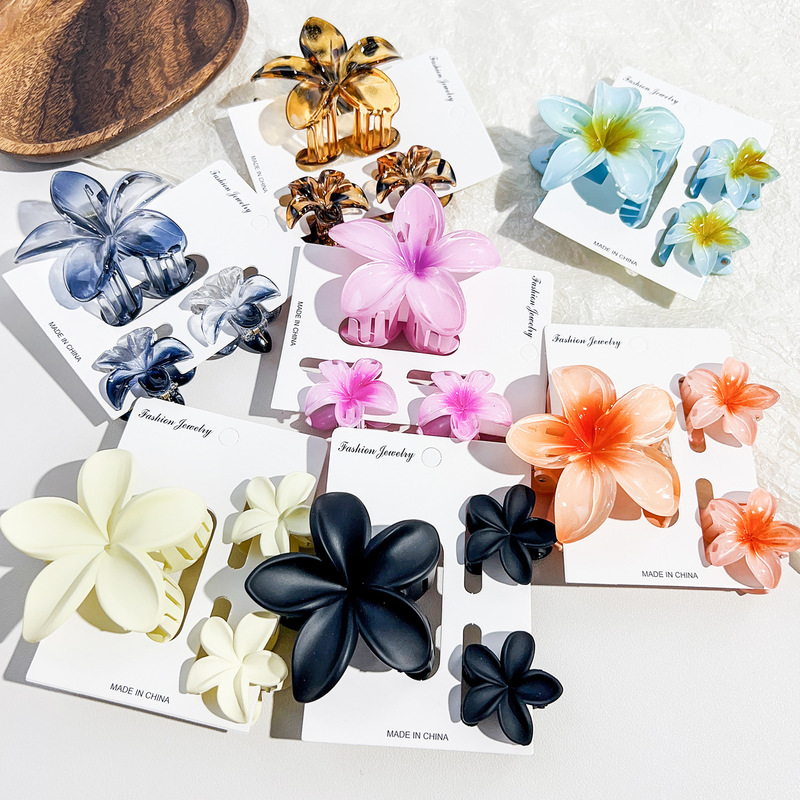 Cross-Border Amazon Best-Selling Plumeria Hairpin Women's Beach Vacation Style Bauhinia Hairpin Shark Clip Set Hairpin