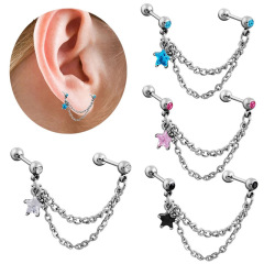 Alibaba.com Hot Selling Multicolor Star Shaped Diamond Stud Earrings Bone Needle for Men and Women Multifunctional Fashion Model Direct Factory Selling
