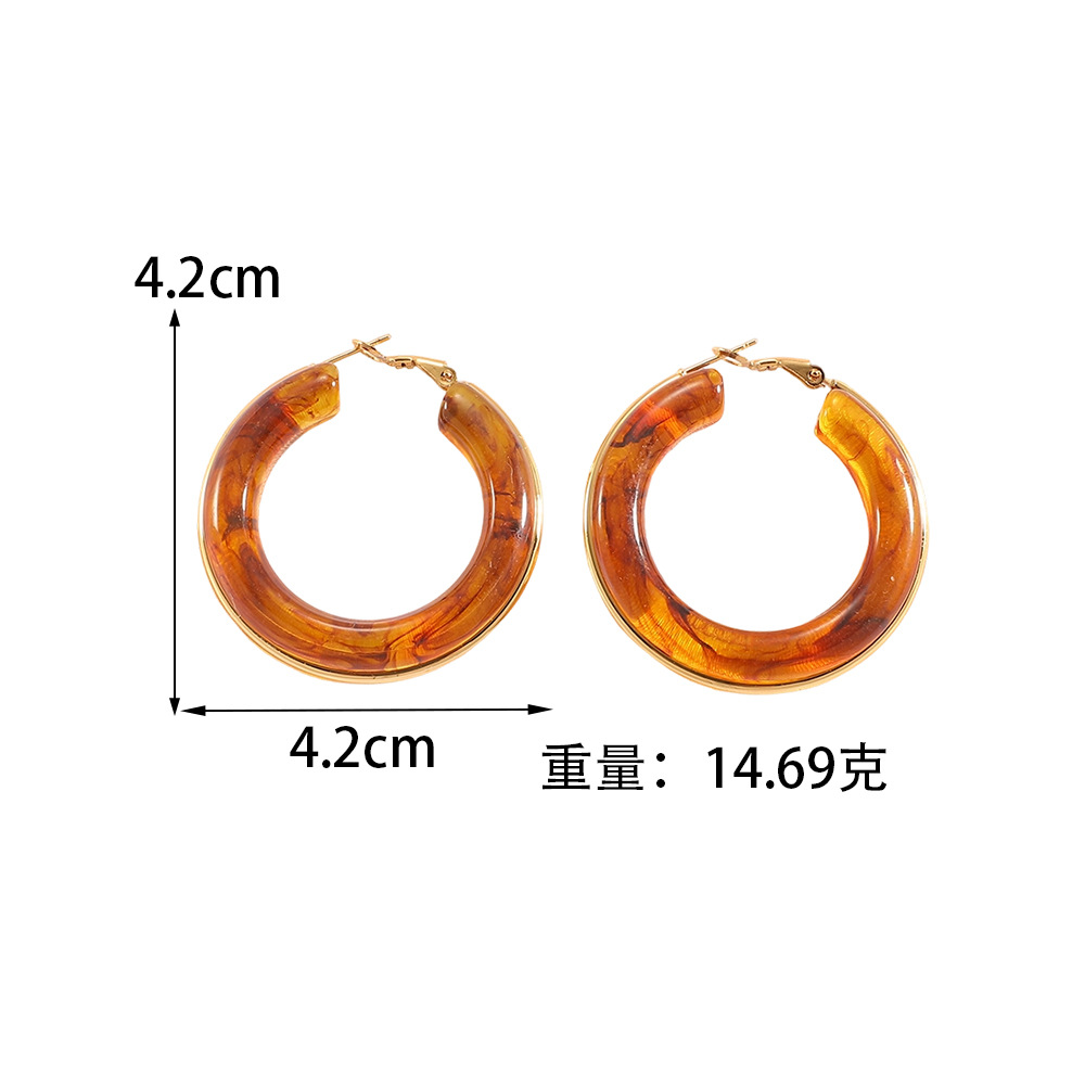 Europa y los Estados Unidos exagerado color gradiente retro ins estilo C aretes de resina aretes de aretes de acero inoxidable aretes al por mayor