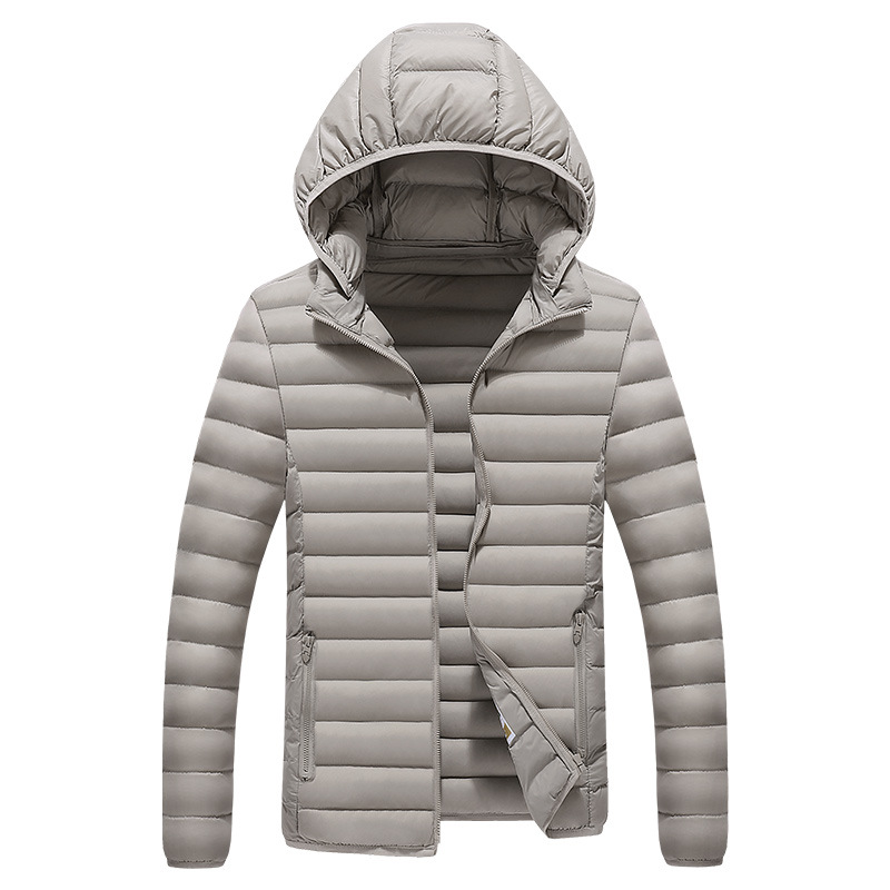 Chaqueta acolchada de algodón para hombre casual de invierno transfronterizo Chaqueta con capucha de color sólido Abrigo de algodón acolchado ligero para hombre Moda Venta directa de fábrica