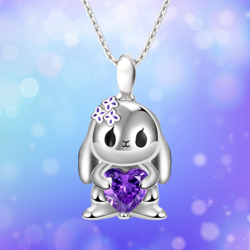 Heißer Verkauf Nette Amethyst Kaninchen Anhänger Halskette Exquisite Mode Tier Schmuck Mädchen Geburtstag Geschenk_voghion.com