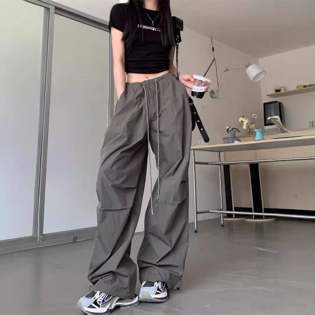 American Retro Workwear Wide Leg Pants Women's Summer Thin 2025 New High Waist Dummy Loose Slimming Casual Pants