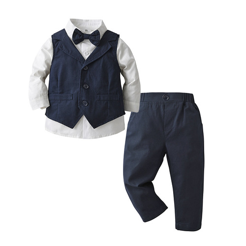 Cross-border children's clothing one-hand source gentleman waistcoat three-piece set children's suit baby long-sleeved spring and autumn boys' autumn wear
