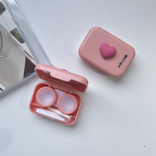 Red love storage box ins style contact lens box small and portable double companion box contact lens box BH225