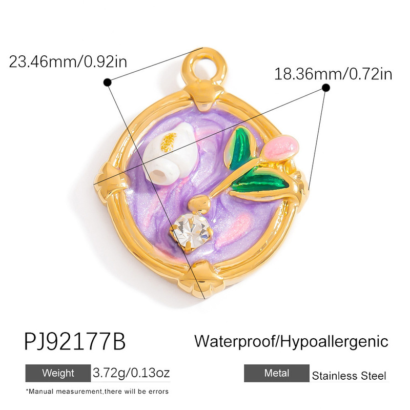 跨境不锈钢饰品配件小清新手工DIY花朵滴油海洋系列珍珠挂件|undefined