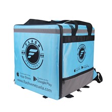 工厂跨境户外骑手配送防水牛津布样品参考 手提Flash双肩外卖箱