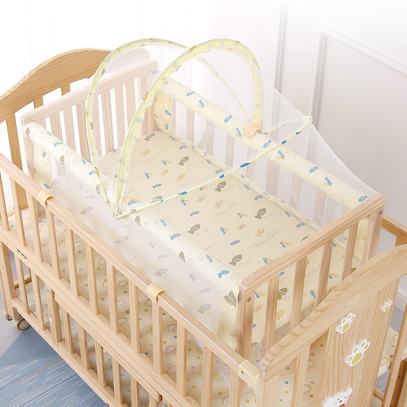 Solid Wood Crib Cradle Bed Bb Bed Baby Bed Small Cradle I-Shaped Cradle with Mosquito Net Parallel Cradle Foreign Trade Wholesale