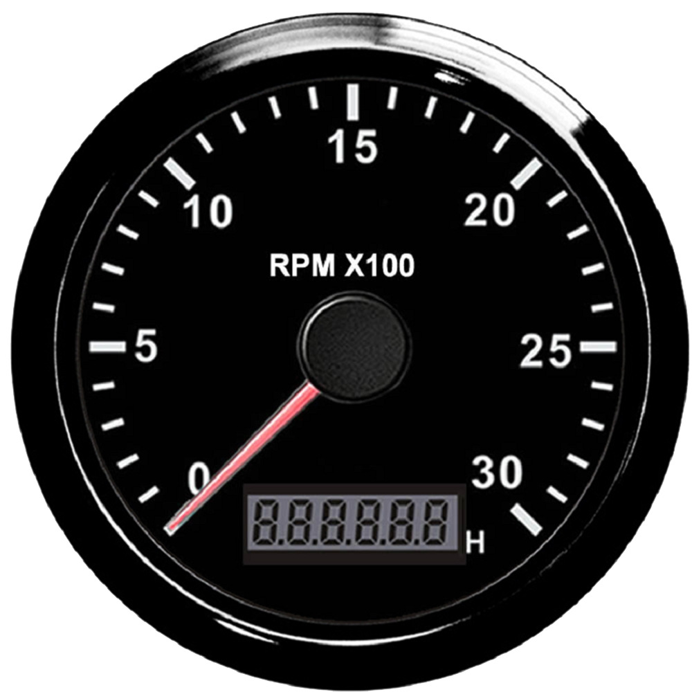 Qìchē 85mm Car Boat Tachometer Adjustable Hour Meter Overspeed Alarm 12V 24V (tachometer) - black-face-black-bezel-0-3000rpm