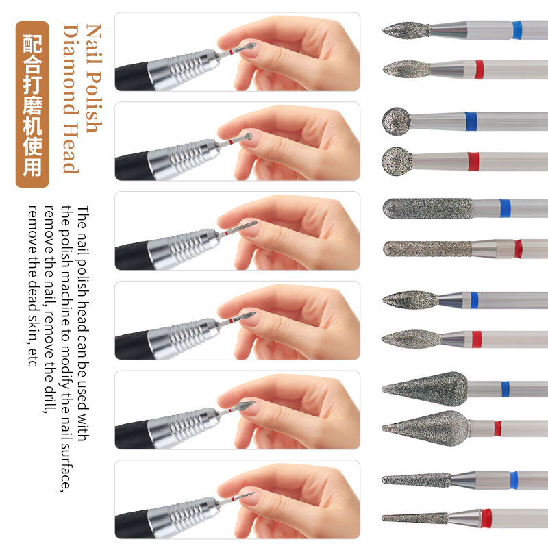 Fuente transfronteriza 10 juegos de lámina de aluminio diamante de molienda empaquetado independiente de manicura pre-tratamiento de la bolsa abierta de molienda