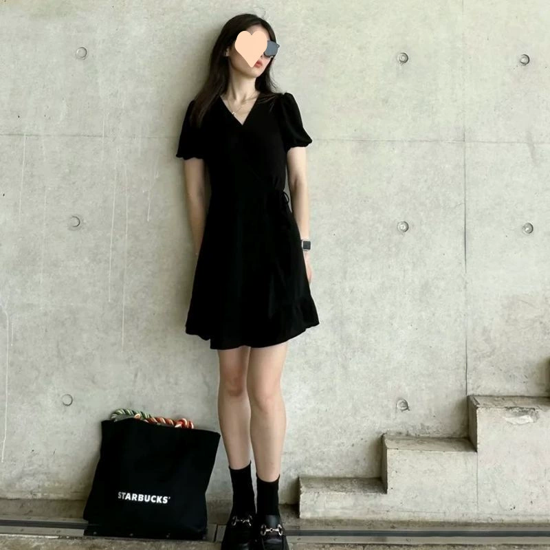 Внешняя торговля, женская одежда больших размеров, мм, летняя новая юбка, элегантное утягивающее платье с короткими рукавами, маленькое черное платье