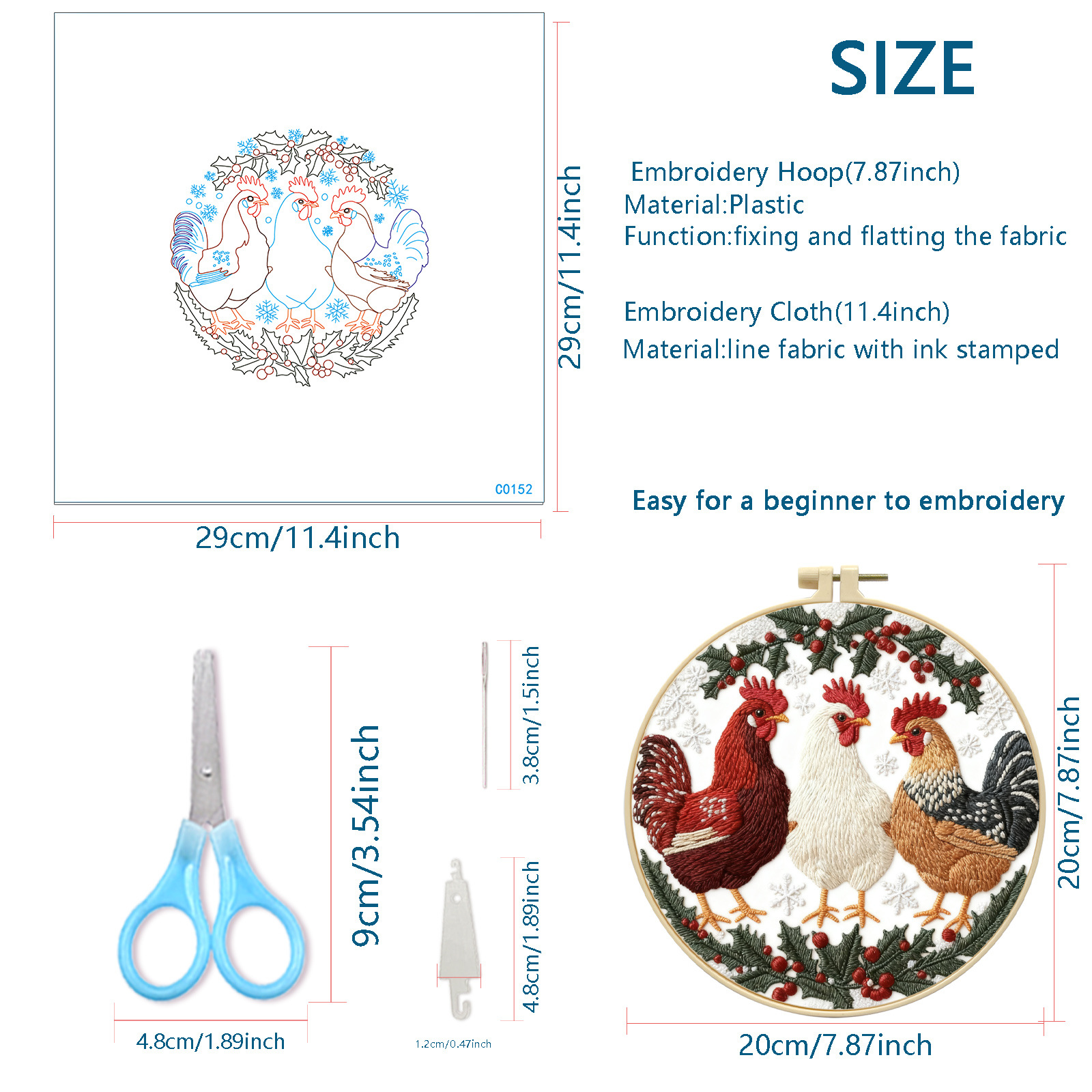 Transfronterizo Amazon explosión tres pollo animal bordado kit DIY material paquete auto bordado Inglés fábrica al por mayor