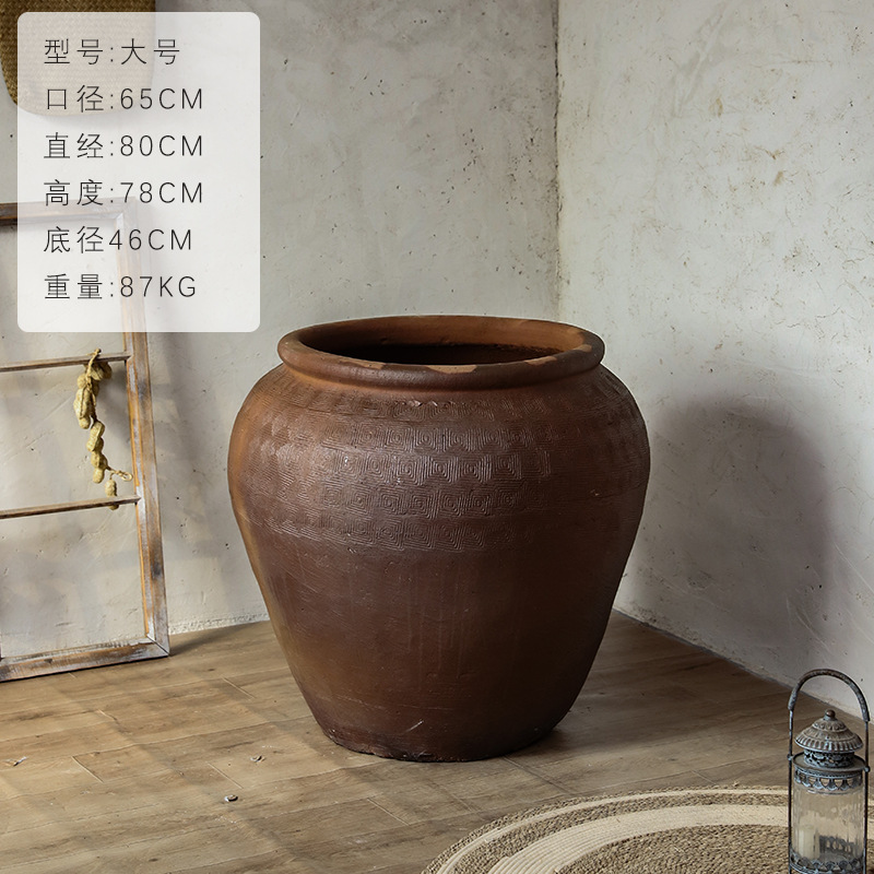 Combinación de cerámica de tierra gran vasija de cerámica gran jardín gran maceta de flores decoración residencial gruesa vasija de cerámica retrógrada duradera