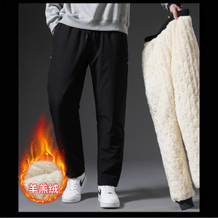 2024 Season New Arrival fleece-lined Thickened Winter Thick Casual Pants Waterproof Men's Warm Snow Pants Lamb Fleece Cotton Pants