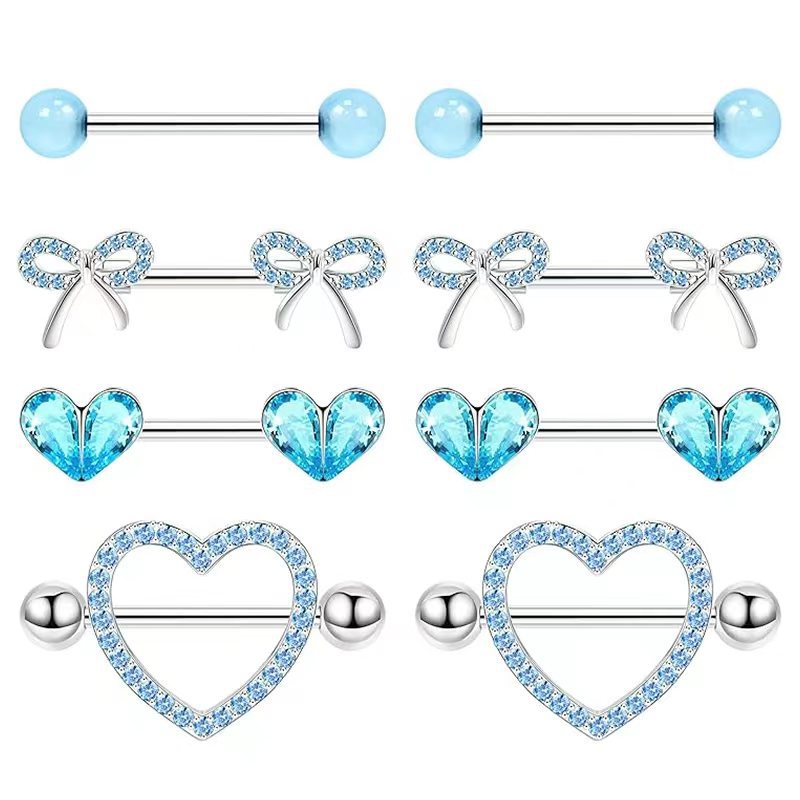 Stainless Steel Diamond Double Layer Heart Nipple Ring Body Piercing Jewelry Wholesale detail image 7