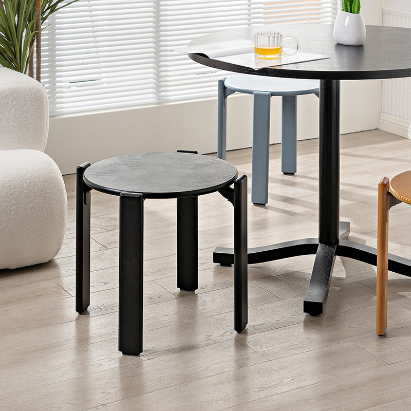 Beech Wood Coffee Table Stool Round Coffee Table Small Bench Custom-made Medieval Solid Wood Dining Stool Nordic Japanese Dressing Stool