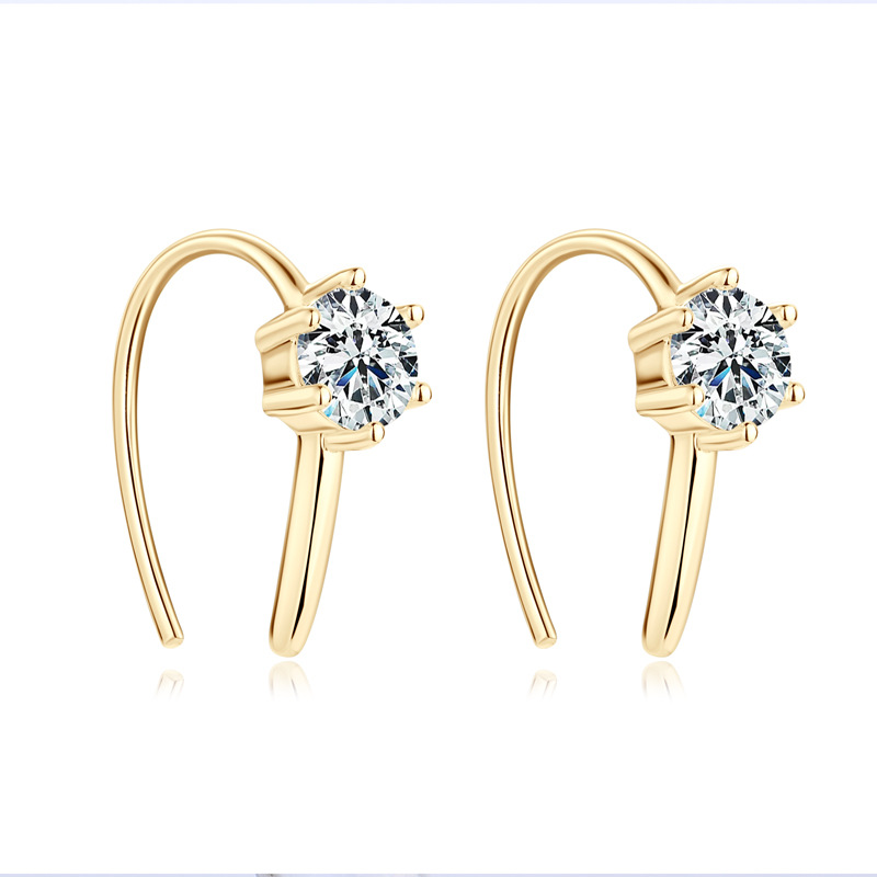 Fashion Design K-gold Jewelry for Women Elegant  U-shaped Stud Earrings Dazzling S925 Silver Inlaid Moissanite Earrings for Girls Birthday Gift
