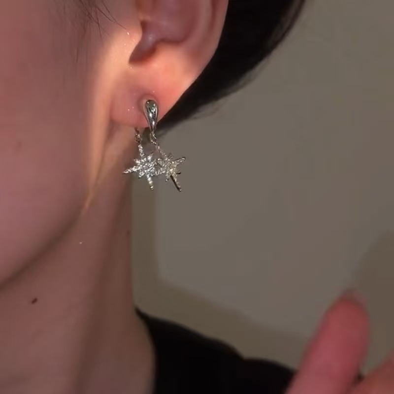 超闪锆石八芒星耳环小众设计轻奢高级感耳钉个性时尚气质百搭耳饰|undefined